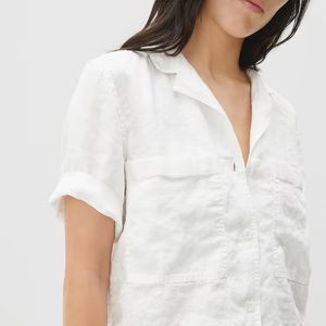 Everlane white linen short-sleeved top